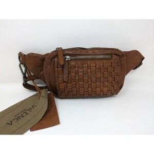 Vilenca Holland Woven Leather Belt Bag Fanny Pack Hip Sack Cognac NWT